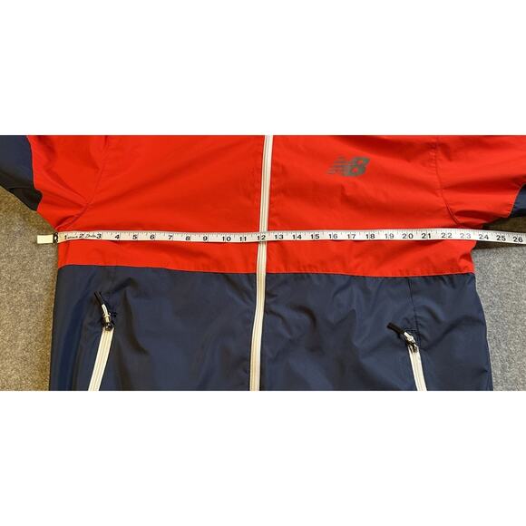 New Balance Hoode Jacket Red Blue Drawtring Waist SZ L - Picture 4 of 13